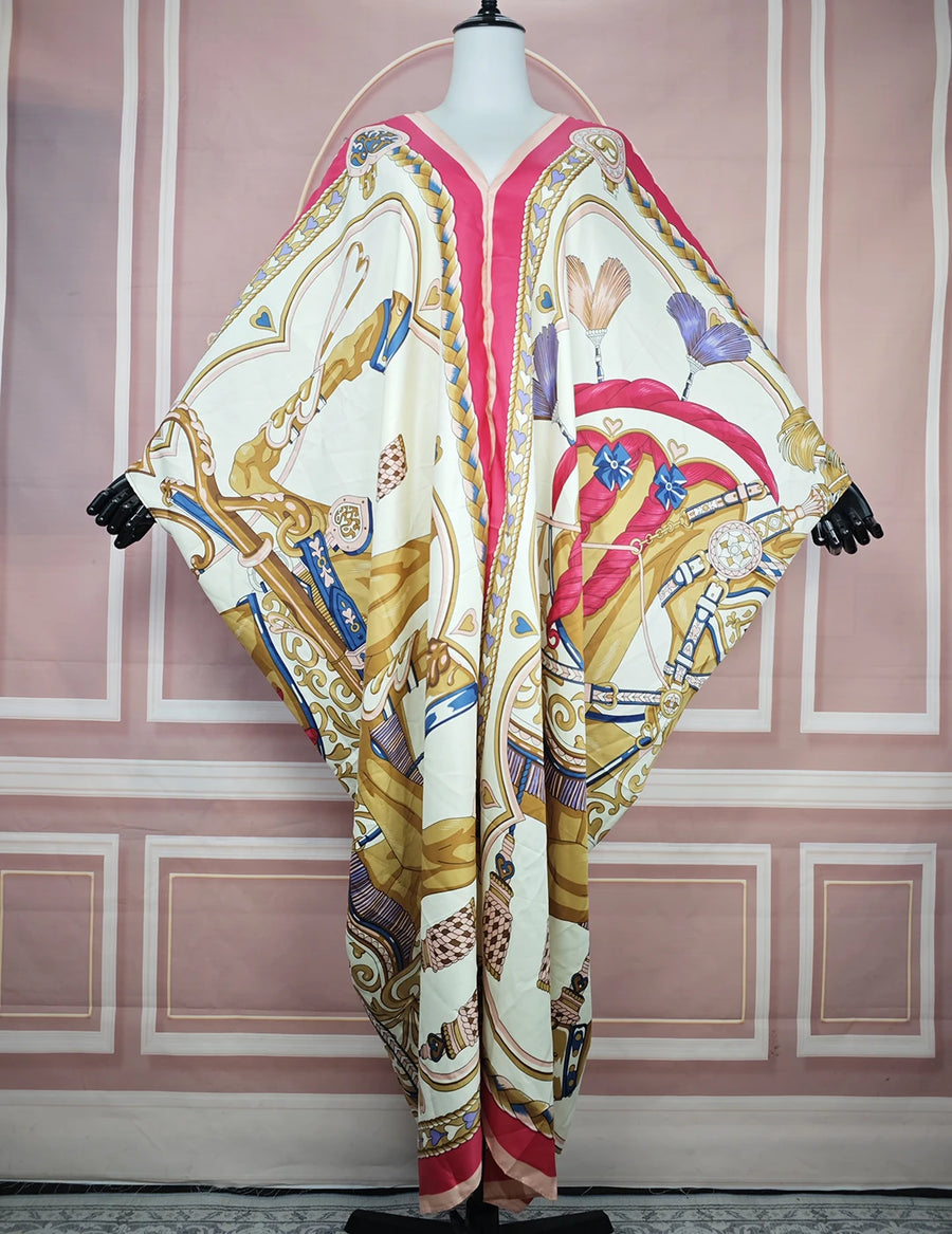 Kuwait Breeze – Printed Silk Kaftan for the Muslim Woman in America
