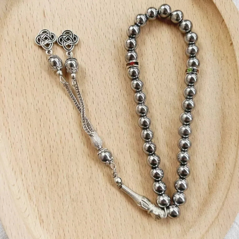 Meetvii Black Gold Silver Color Hematite Stone Tasbih Beads Turkish Islamic Prayer Beads Arabic Style Bracelets