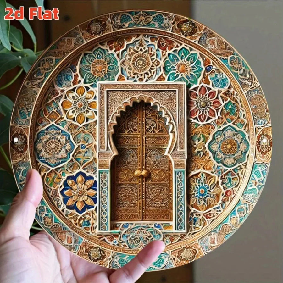 The Moroccan Arch – 2D Aluminum Wall Plaque for Home & Cafe