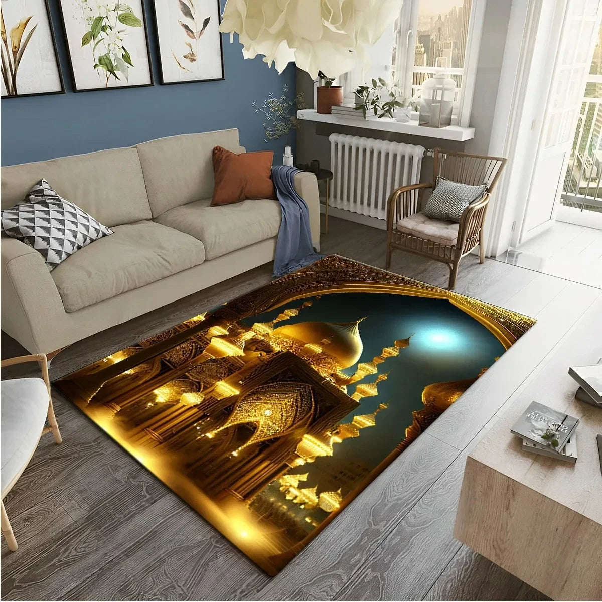Muslim Prayer Rug – HD Printed Ramadan Worship Carpet | Non-Slip Washable Floor Mat for Living Room, Bedroom & Home Decor