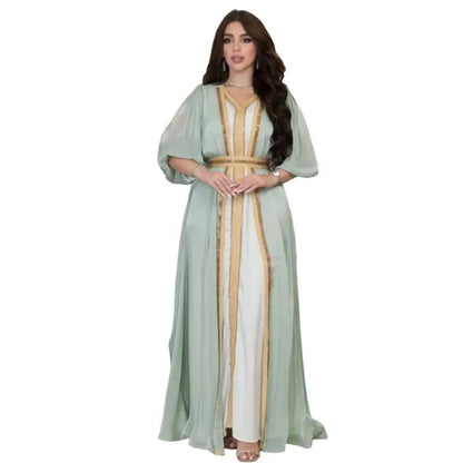 Autumn in Arabia – 2-Piece Button Kaftan Set for the Muslim Woman in America