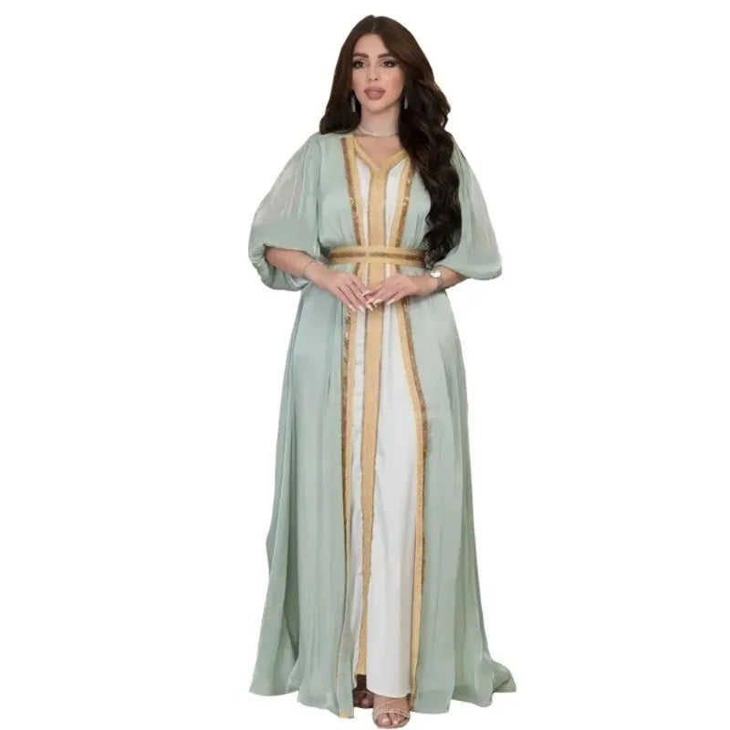 Autumn in Arabia – 2-Piece Button Kaftan Set for the Muslim Woman in America