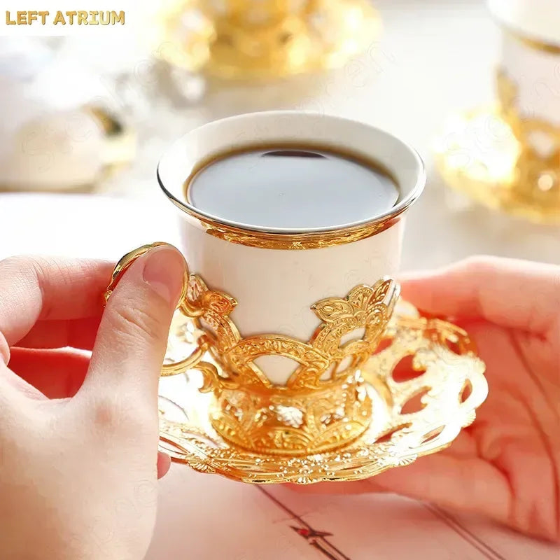 Gilded Finjan – Golden Border Turkish Coffee Cups with Saucers