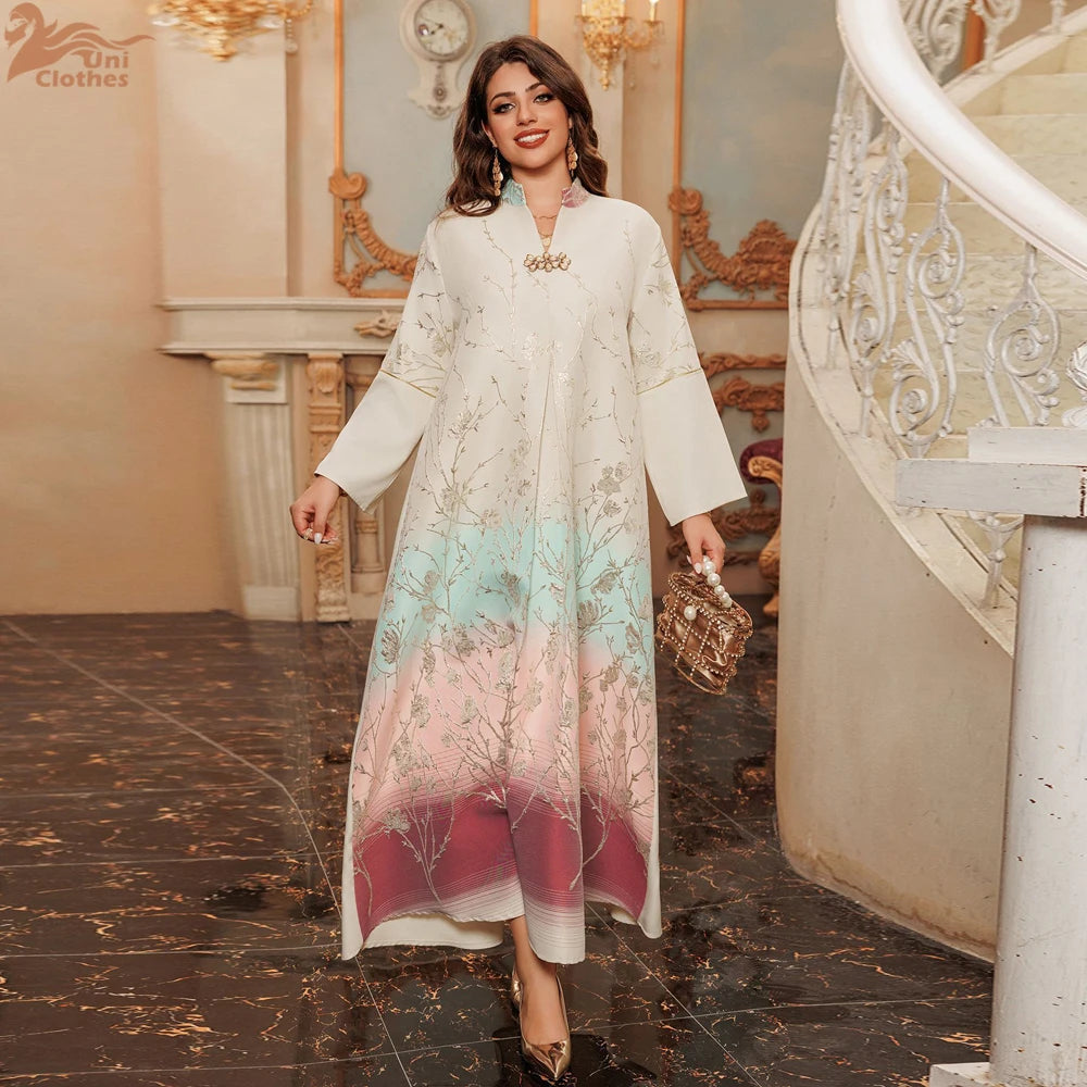 Gradient Grace – The Jacquard Homewear Kaftan for the Arab Woman in America