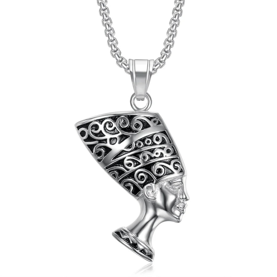Iced Out Egyptian Ankh & Eagle Pendant – Stainless Steel Pharaoh Necklace for Men & Women
