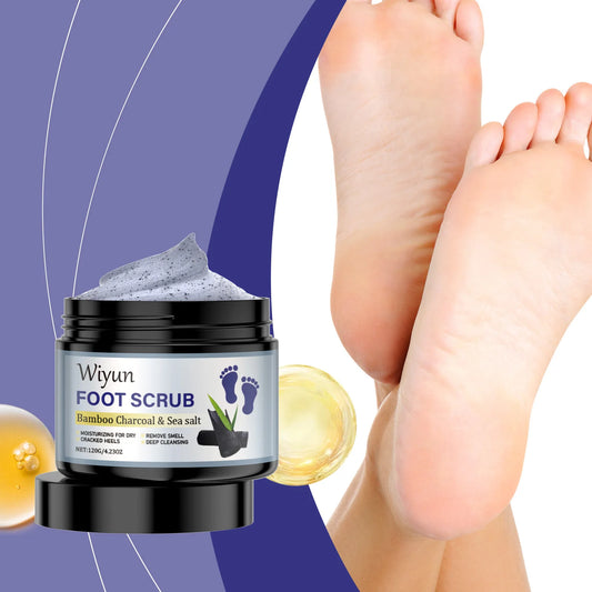 Exfoliating Foot Scrub with Bamboo Charcoal Sea Salt Dead Skin Removal Soften Feet Skin Deep Cleansing Feet Smoothing Care