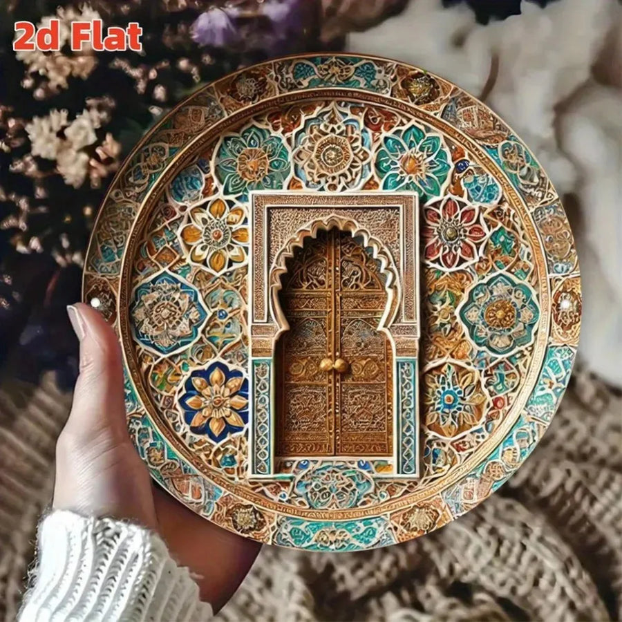 The Moroccan Arch – 2D Aluminum Wall Plaque for Home & Cafe