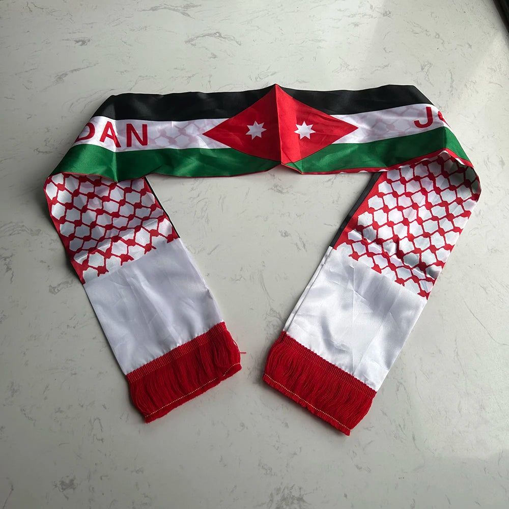 Jordan Flag Satin Scarf – 14×130cm Football Fan Banner, Custom Printed