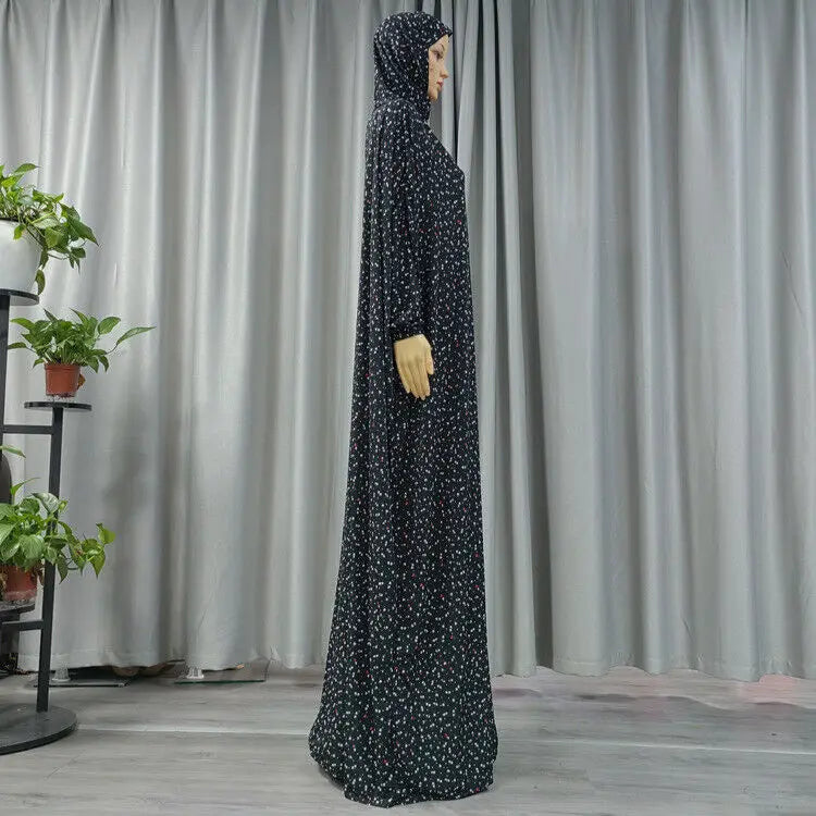 Middle East Prayer Burqa Dress Women Muslim Islamic Full Cover Overhead  Abaya Worship Robe Hooded Gown Vestdios Random