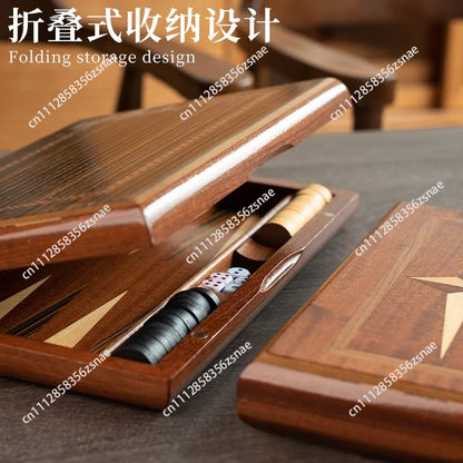 Solid wood veneer refined backgammon set, various sizes mahogany chess sets, business gift table, leisure puzzle chess and cards