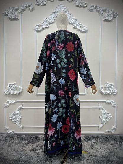 Flower Print Eid – The Open Cardigan Khimar Set for the Muslim Woman in America