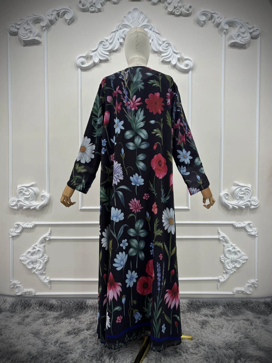Flower Print Eid – The Open Cardigan Khimar Set for the Muslim Woman in America