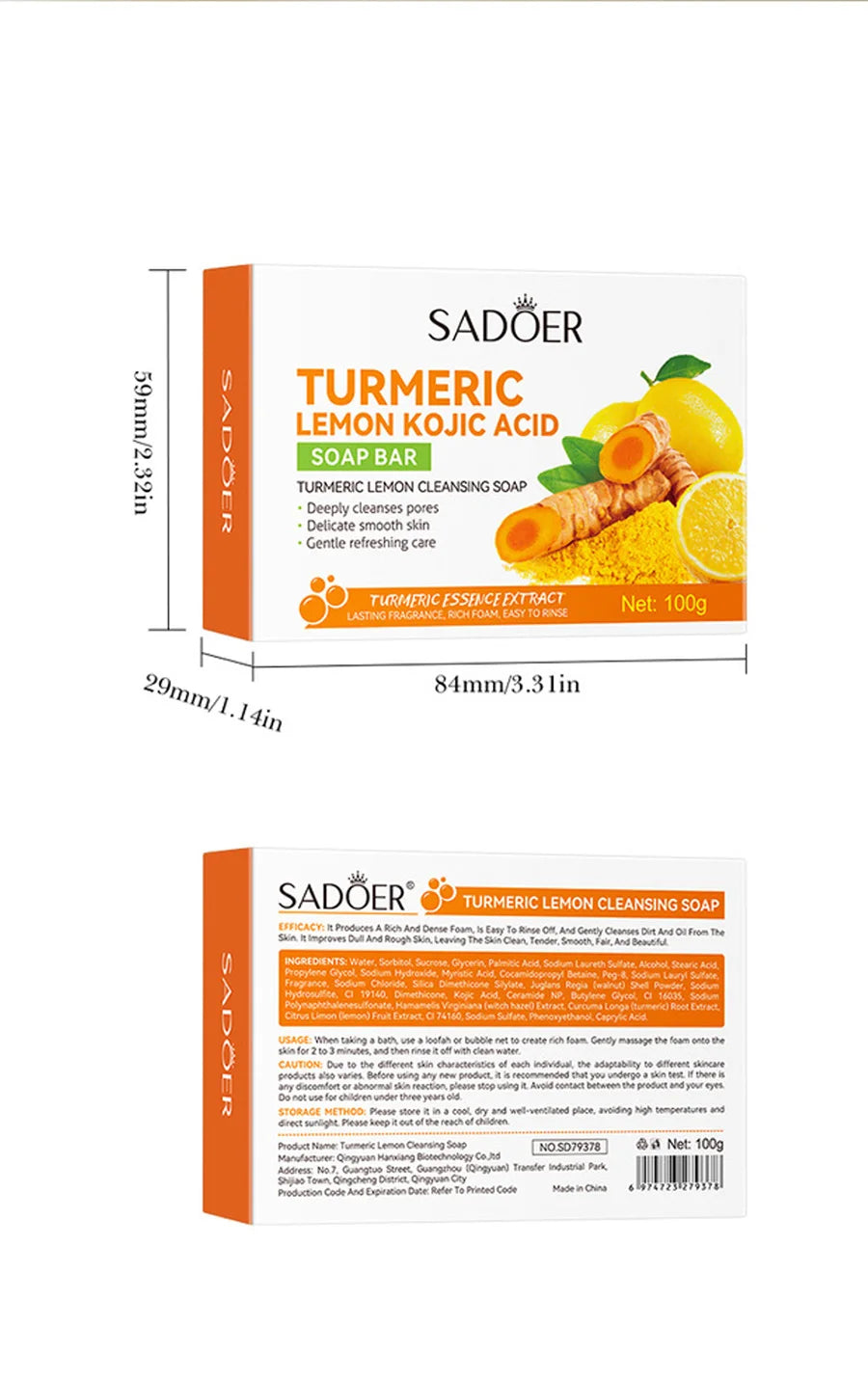 2Pcs/Turmeric Lemon Kojic Acid Deep Cleaning Scrub Soap For Oil Control Acne Removal, Brightening Plant Essential Oil Soap