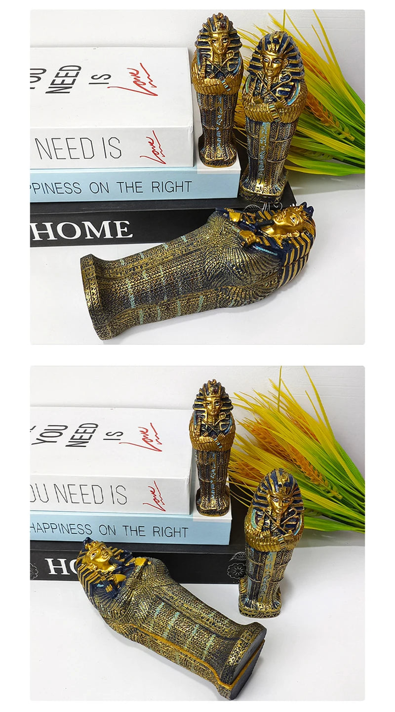 Tutankhamun Coffin & Mummy Ornament – Egyptian Pharaoh Handicraft Decor