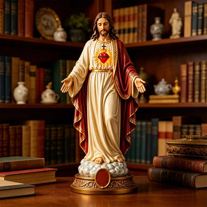 8 Inch Jesus Heart Virgin Mary Figurines Blessed Mother Statues Collectible Figurines Religious Desk Decor For Bedroom
