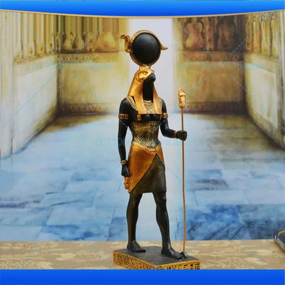Horus God of War Statue – Eagle & Snake Scepter, Son of Isis Egyptian Sculpture