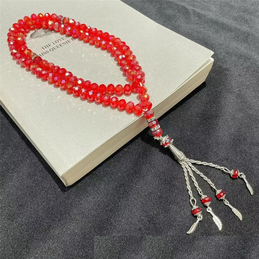 Islamic Tasbih Muslim Rosary Beads Glass 99 Prayer Rosary For Men Bracelet Natural Stone Handmade Turkey Ramadan Chains Pendant