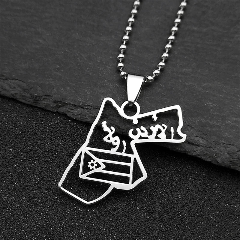Jordan Map & Flag Pendant – Gold-Tone Stainless Steel Car & Bag Charm