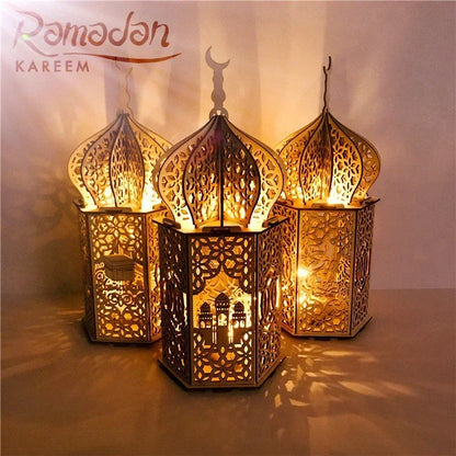 The Wooden Eid Pendant with LED Candlelight – Warmth That Glows with Faith