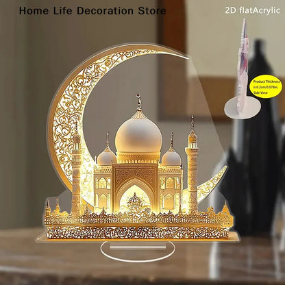Ramadan Festival 2D Acrylic Moon Castle Craft Ornament 2025 Eid Al-fitr Mubarak Decoration Islamic Muslim Home Party Table Gifts