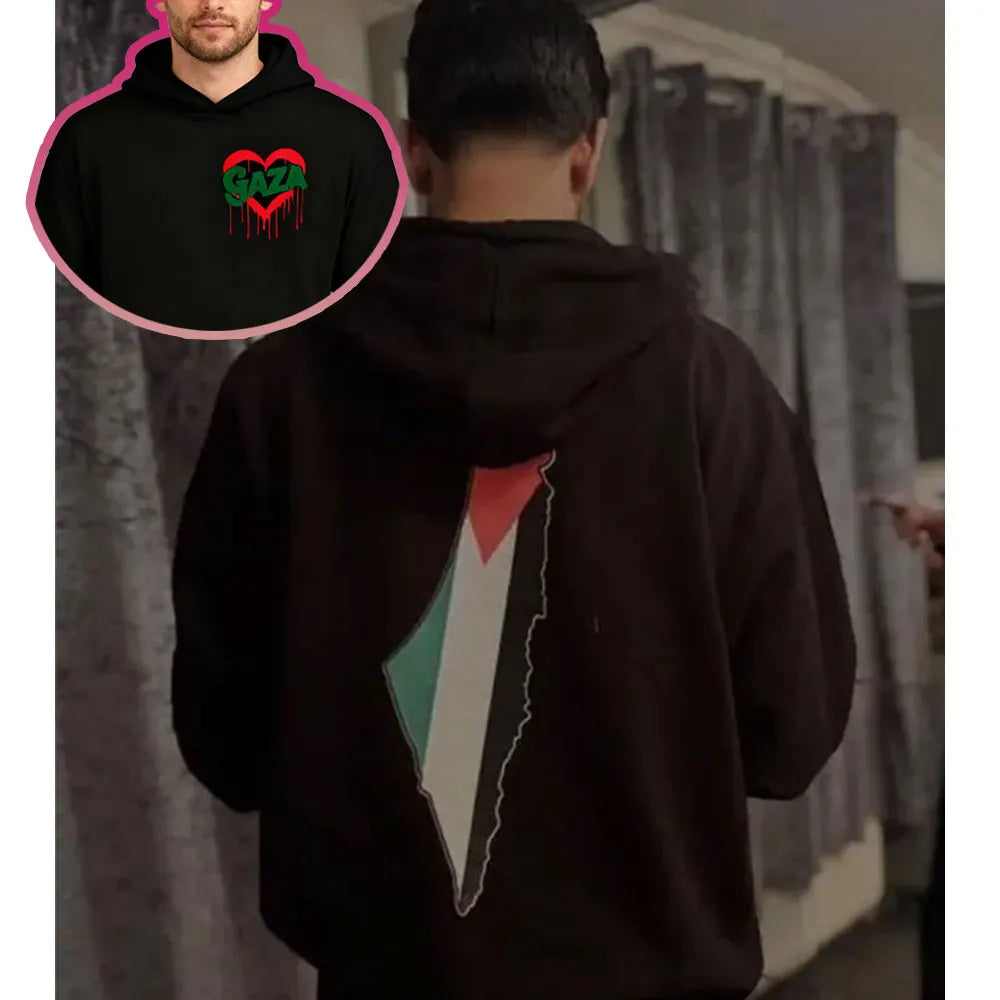 Palestine Hoody A Bleeding Heart and Gaza Map Classic Hoodie Designs Cool Palestine Hoodies Men Women Daily Life Sweatshirts