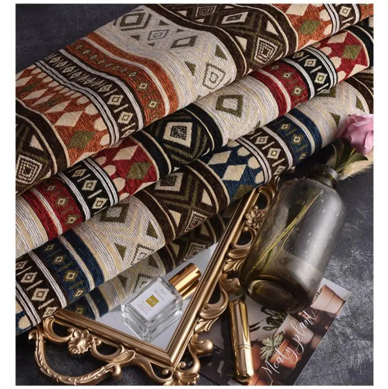 148x100cm Thickener Chenille Jacquard Sofa Fabric Cloth Stripe Luxury Anti-Slip Sofa Cover Boho Fabric Set Luggage DIY Clothing
