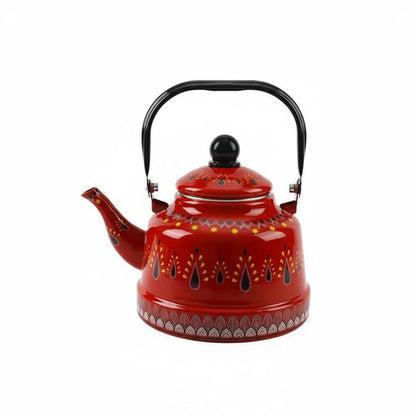 Enamel Kettle for Boil Water Round Teapot Easy to Clean Vintage Water Kettle Anti-Scald Water Kettle for Stovetop Kitchen Home