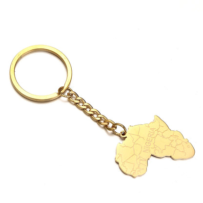 Africa Map Keychain – Stainless Steel Hip-Hop Jewelry, Morocco to South Africa