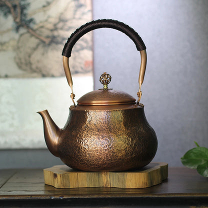 Pear shaped pure copper teapot, Handmade hammered copper teakettle, Home gas boiling tea pot, Kung Fu Health water kettle, 1.5L