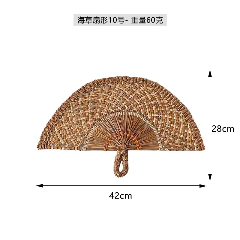 Seaweed woven Nordic hand-woven decoration home wall hanging living room porch background home wall fan pendant