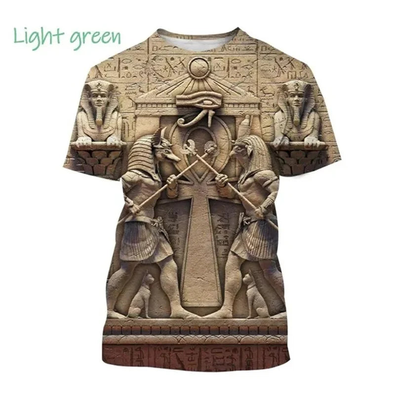 Horus Eye & Pharaoh 3D T-Shirt – Unisex Egyptian Streetwear Summer Tee