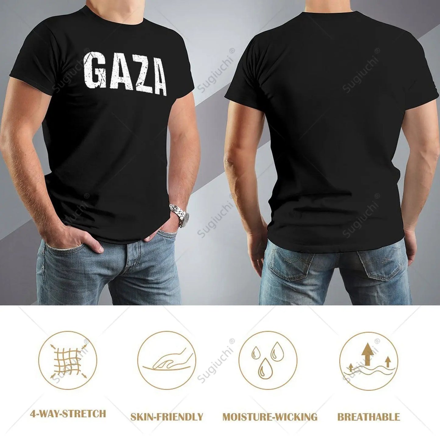 Unisex Men Vintage Gaza Palestine City Tshirt Tees T Shirts Women Boys 100% Cotton T-Shirt