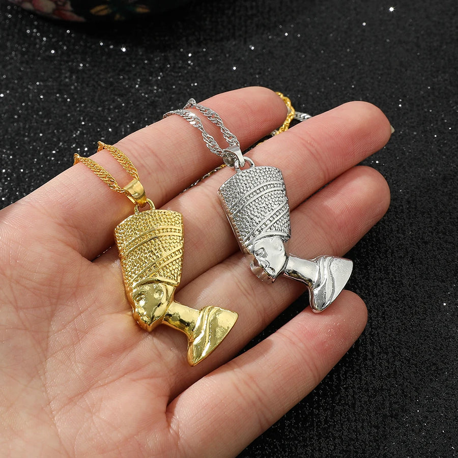 Retro Pharaoh Head Pendant – Hip-Hop Egyptian Necklace for Men & Women