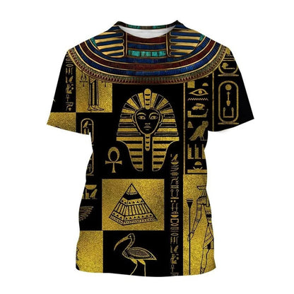 Pharaoh Anubis & Horus 3D T-Shirt – Unisex Retro Egyptian Gods Print Tee