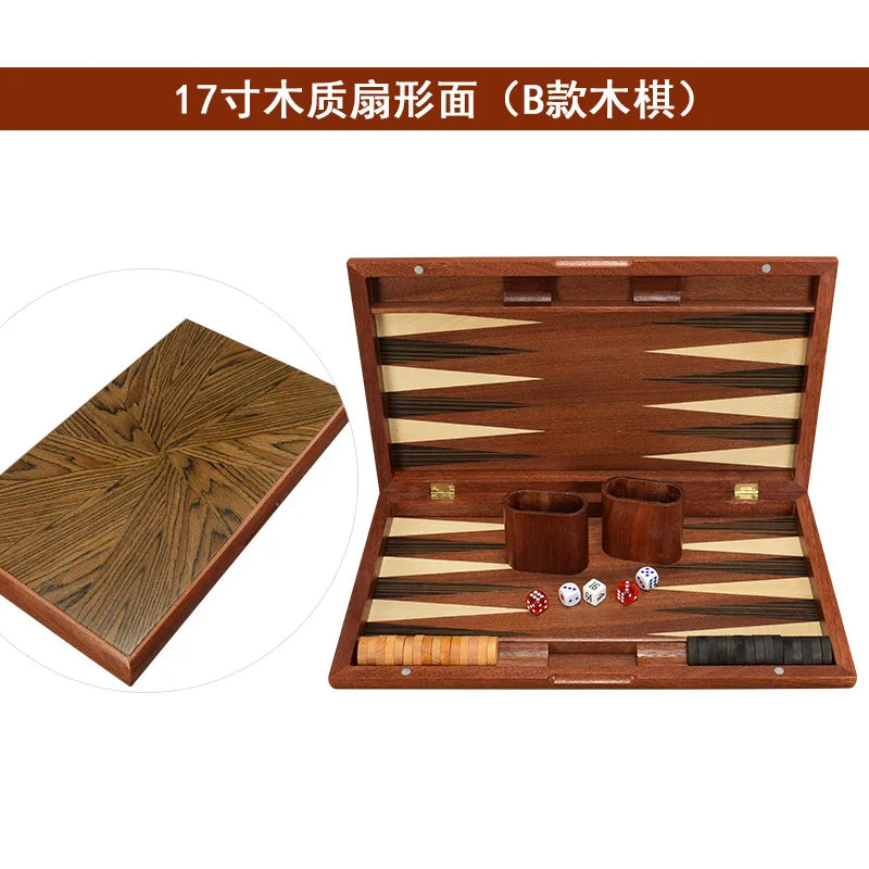 11/13/15/17/19 Inch Wooden Backgammon Set - Classic Board Game for Home & Party Entertainment