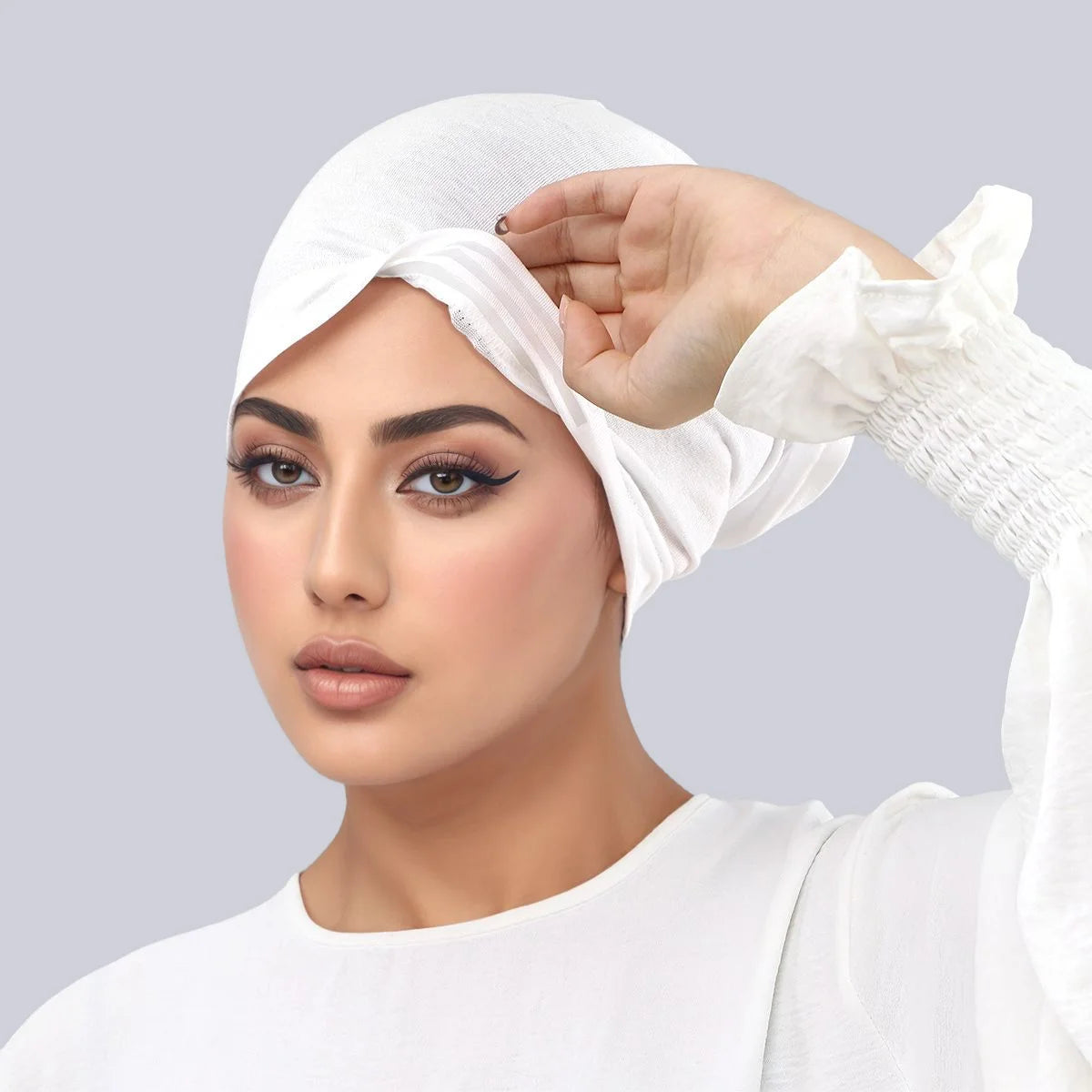 New Muslim Women Non-Slip Hijab Caps Undercap Solid Color Elastic Band Beanie Hat Adjustable Bonnet Hat Inner Cap Bandana Turban
