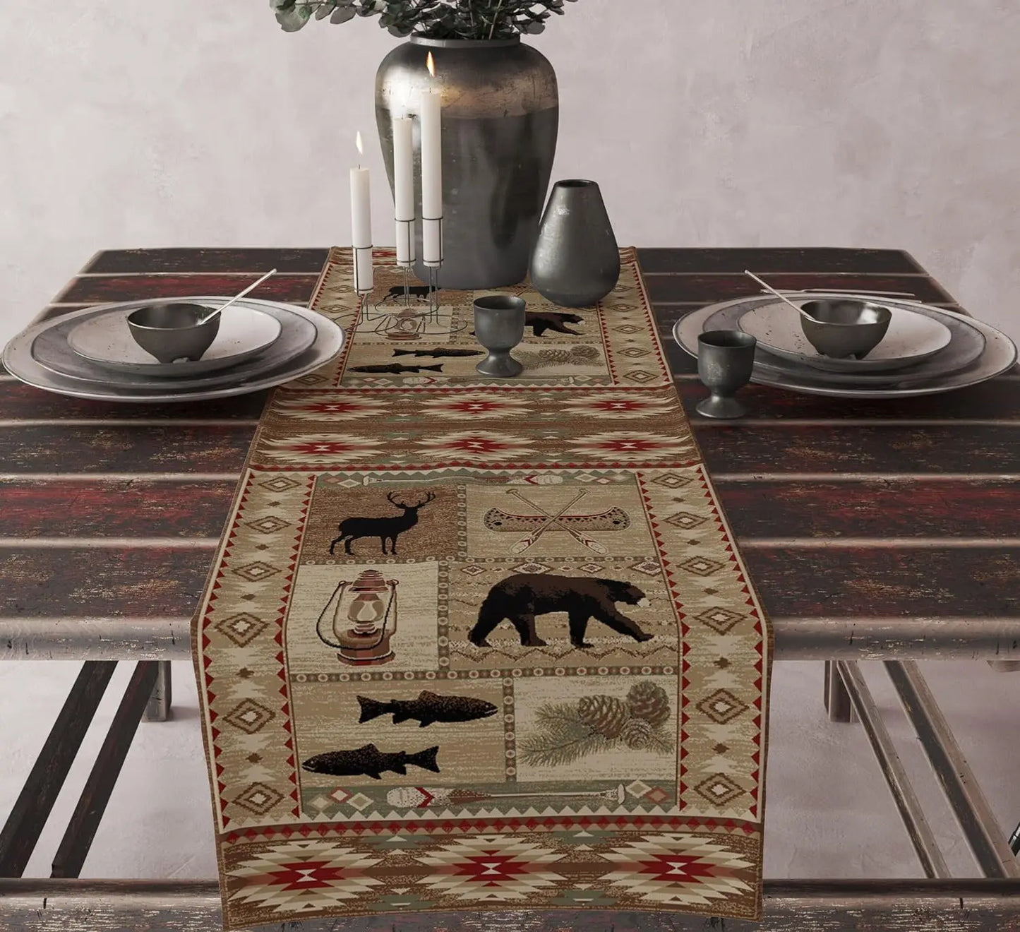 The Aztec Linen – Boho Abstract Geometric Table Runner
