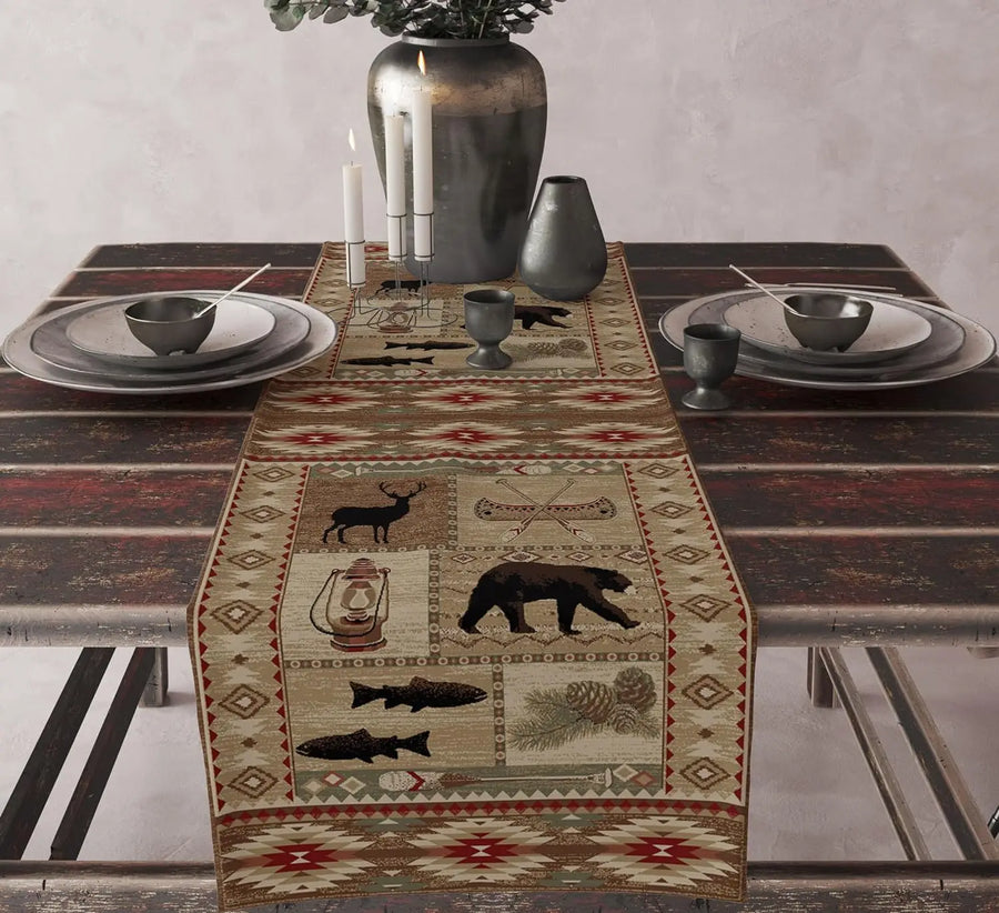 The Aztec Linen – Boho Abstract Geometric Table Runner