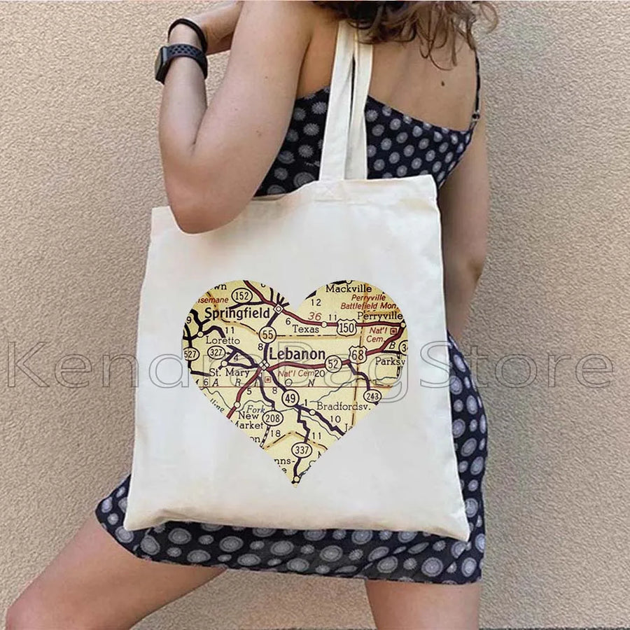 Ya Beirut – Lebanon Flag Heart Canvas Shoulder Tote