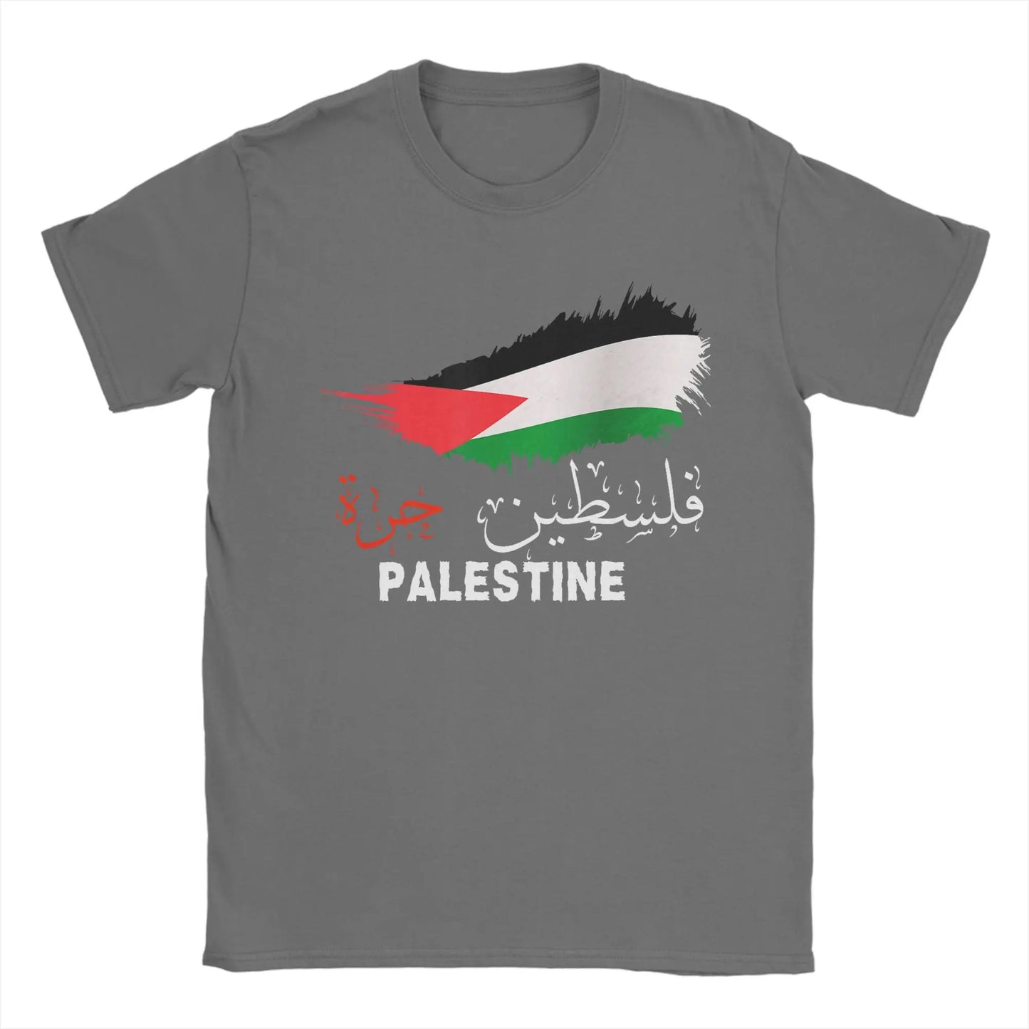 Vintage Gaza in Arabic Palestine Flag T-Shirt for Men Round Collar Pure Cotton T Shirts  Short Sleeve Tee Shirt 6XL Clothes
