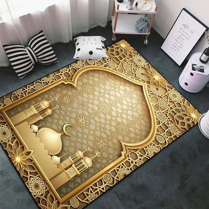 Soft Islamic Prayer Rug for Muslim Women, Elegant Carpet, Home Decoration Portable Prayer