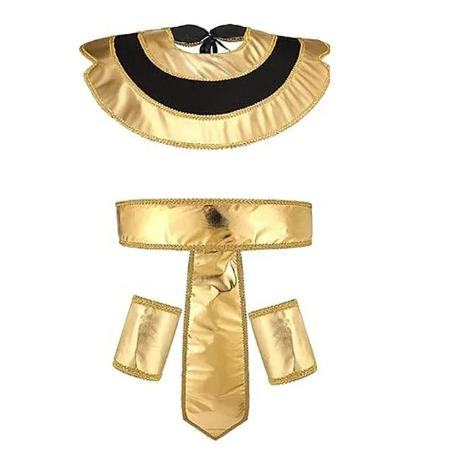 Pharaoh Costume Accessory Set – Egyptian King Belt, Collar & Wristbands for Men