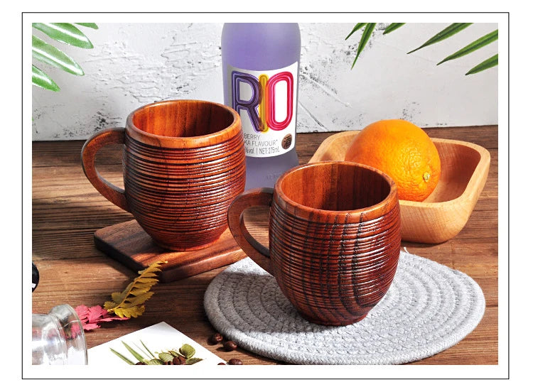 Handmade Spruce Wood Cups – Natural Big Belly Mug for Tea, Coffee & Milk