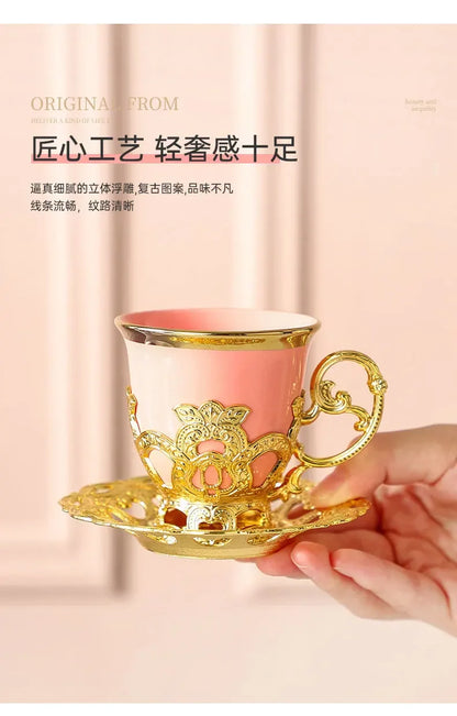 Gilded Finjan – Golden Border Turkish Coffee Cups with Saucers