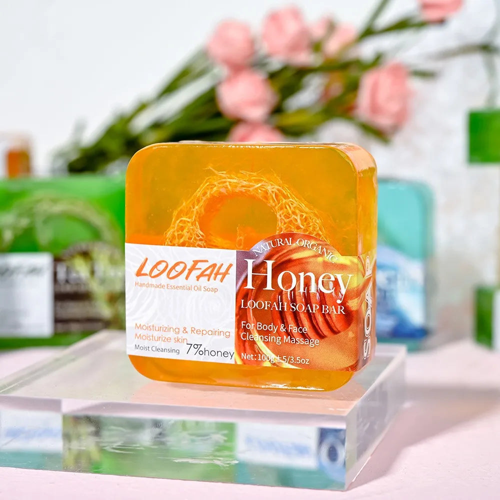 Loofah Honey Vitamin E Cleansing And Bath Essential Oil Soap, Plant Silk Melon Network Deeply Cleanses The Skin
