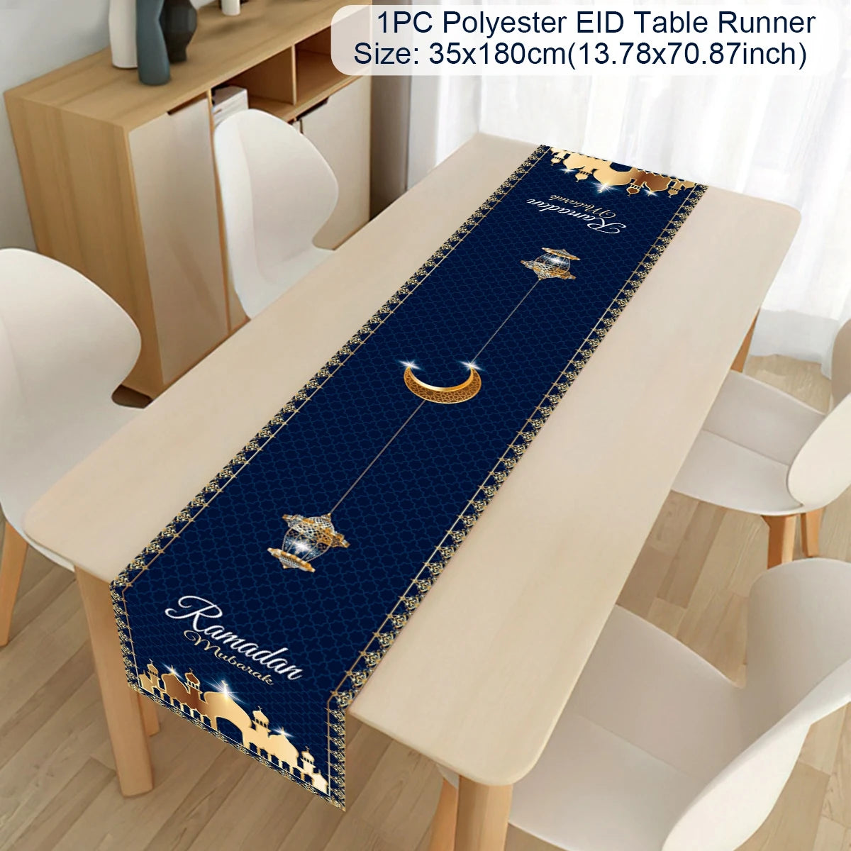 EID Mubarak Decoration Table Runner Ramadan Decor 2024 For Home Tablecloth Ramadan Kareem Islamic Muslim Party Eid Al-Fitr Gifts