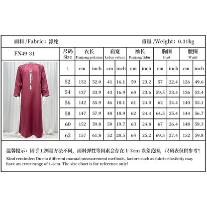 Eid Ramadan Muslim Men Long Robe Round Neck Embroidered Oman Dubai Arabian Saudi Male Jubba Thobe Adults Abayas Islamic Kamis