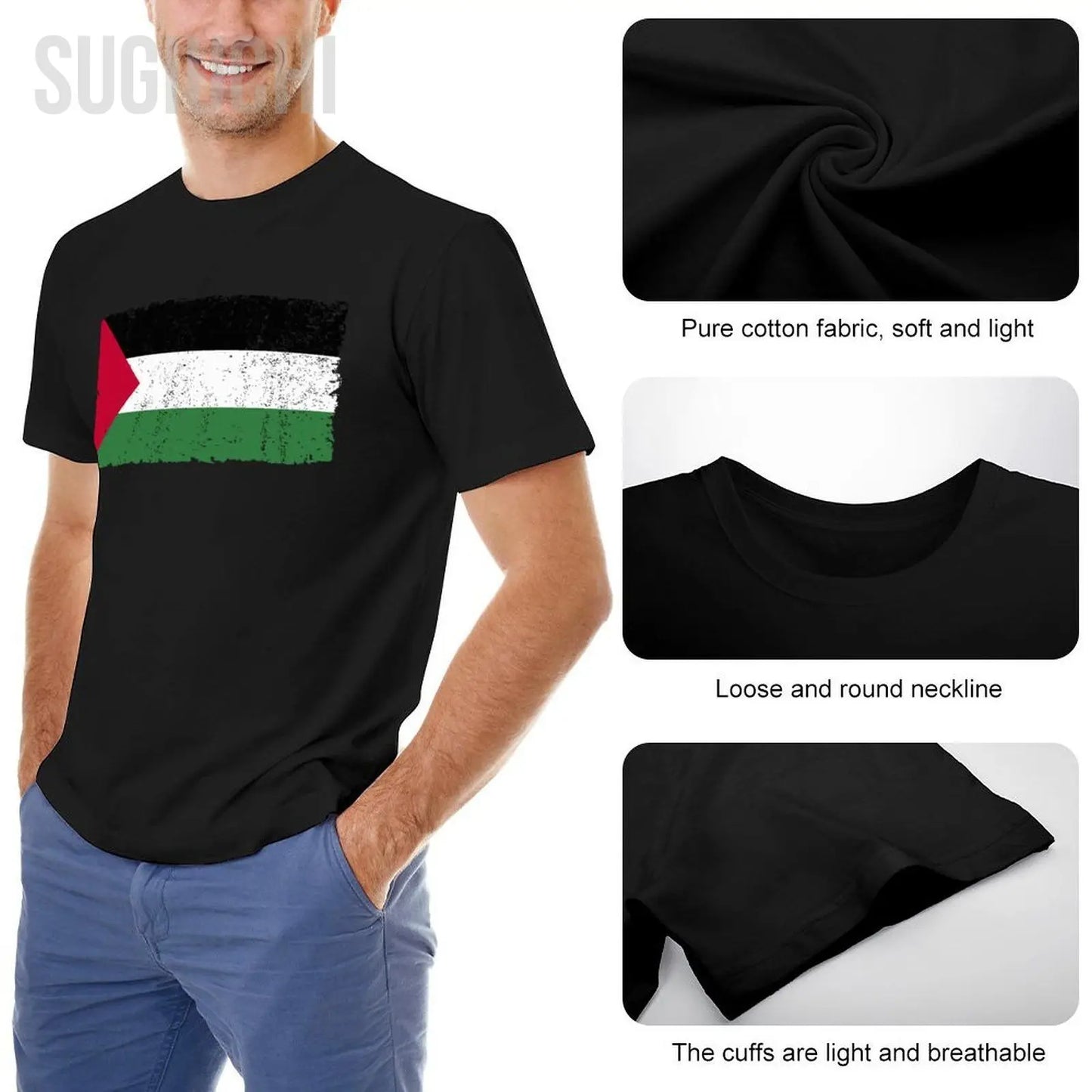 Unisex Men Palestine Flag Proud Palestinian Gaza Arabic Tshirt Tees T Shirts Women Boys 100% Cotton T-Shirt