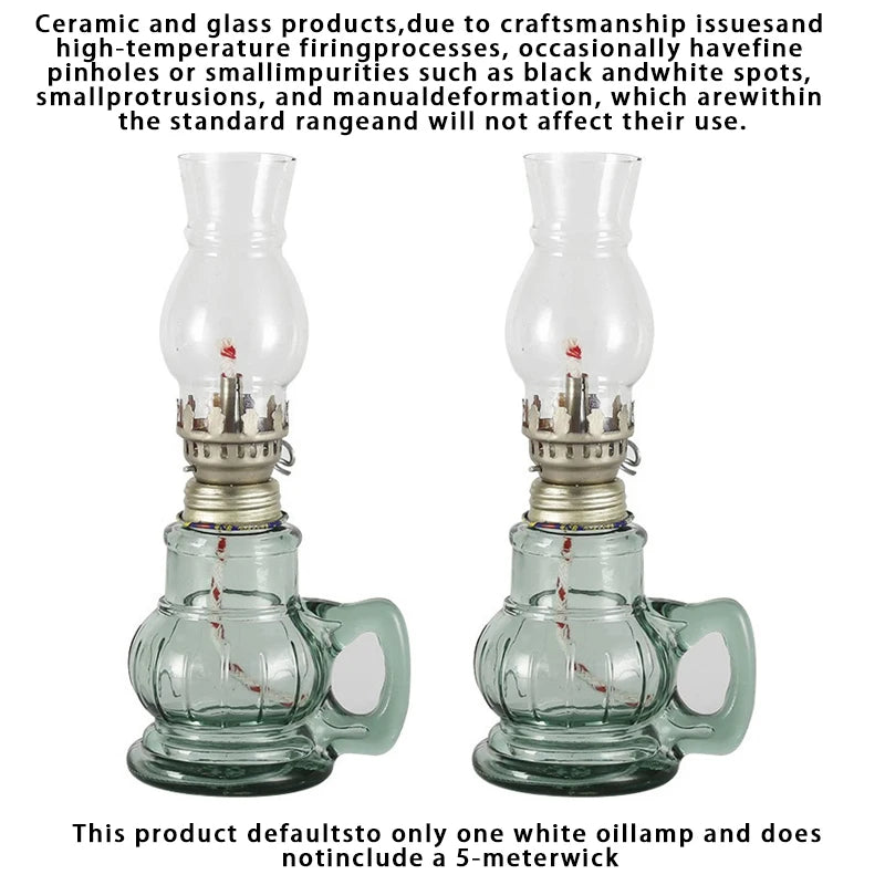 Retro Glass Oil Lamp – Windproof Kerosene Lantern, Vintage Home & Wedding Decor