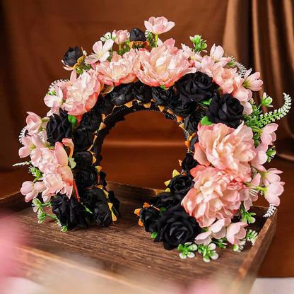 Women Head-Dress Colorful Flower Headband Hair Wreath Wedding Party Costume Headpiece for Bridal Women Fashion Hair Accessory
